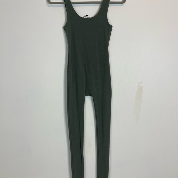 Zara fitted jumpsuit olive green size S sleeveless cotton blend - Picture 5 of 9